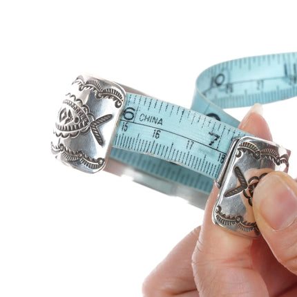 7" JC Navajo heavily stamped sterling cuff bracelet - Estate Fresh Austin