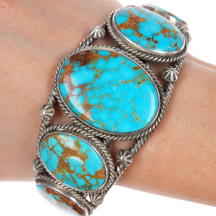 7" JC Navajo sterling high grade Nevada turquoise cuff bracelet - Estate Fresh Austin