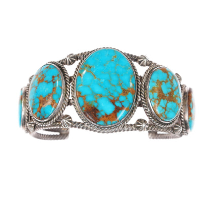 7" JC Navajo sterling high grade Nevada turquoise cuff bracelet - Estate Fresh Austin