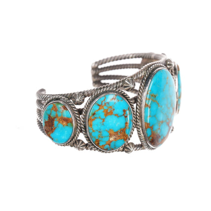 7" JC Navajo sterling high grade Nevada turquoise cuff bracelet - Estate Fresh Austin