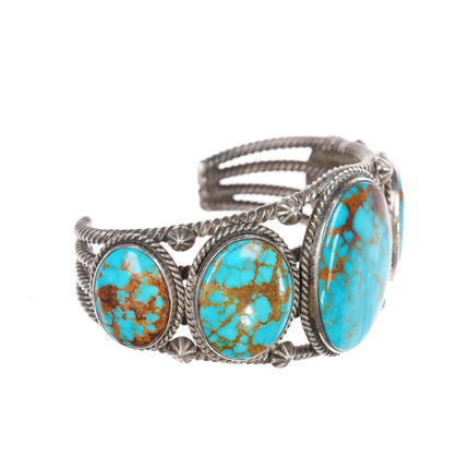 7" JC Navajo sterling high grade Nevada turquoise cuff bracelet - Estate Fresh Austin