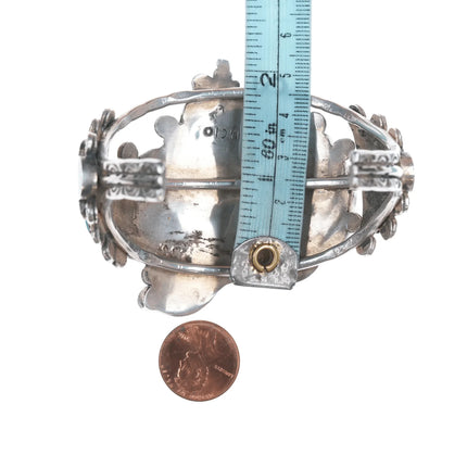 7" John Lucio Zuni Eagle Dancer Channel inlay silver cuff bracelet - Estate Fresh Austin