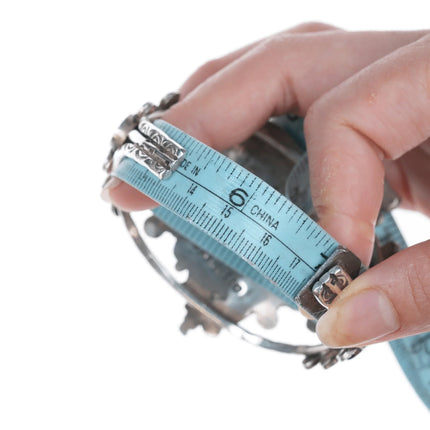 7" John Lucio Zuni Eagle Dancer Channel inlay silver cuff bracelet - Estate Fresh Austin