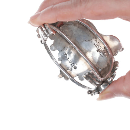 7" John Lucio Zuni Eagle Dancer Channel inlay silver cuff bracelet - Estate Fresh Austin