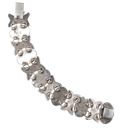 7" Large Vintage Mexican sterling multi-stone bracelet - Estate Fresh Austin