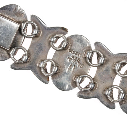 7" Large Vintage Mexican sterling multi-stone bracelet - Estate Fresh Austin