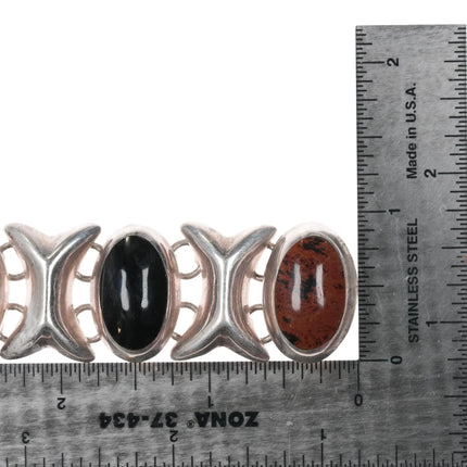 7" Large Vintage Mexican sterling multi-stone bracelet - Estate Fresh Austin