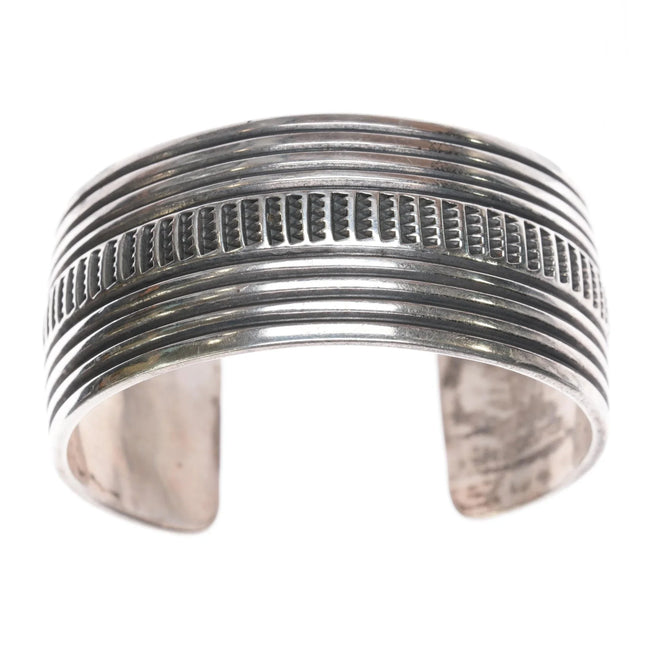 7" Linkin Navajo heavy stamped sterling silver cuff bracelet - Estate Fresh Austin