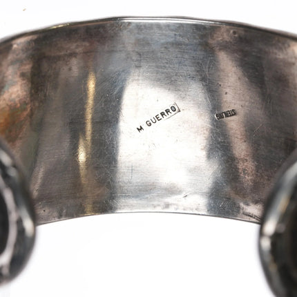 7" M Guerro Navajo chunky sterling double row turquoise cuff bracelet - Estate Fresh Austin