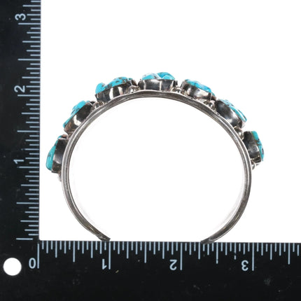 7" M Guerro Navajo chunky sterling double row turquoise cuff bracelet - Estate Fresh Austin