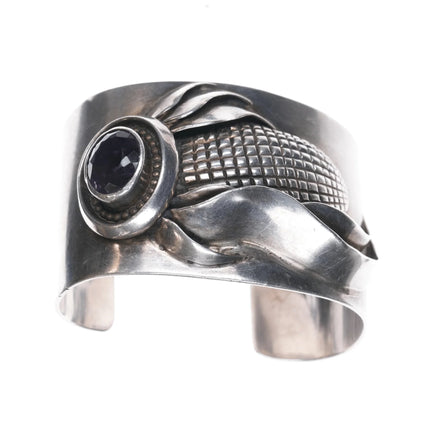 7" Masha Native American sterling corn cuff bracelet with amethyst - Estate Fresh Austin