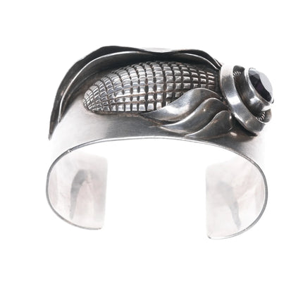 7" Masha Native American sterling corn cuff bracelet with amethyst - Estate Fresh Austin