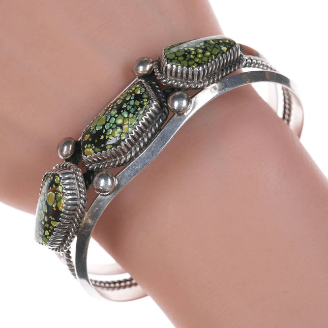 7" Navajo Loren Begay Silver High grade Variscite cuff bracelet - Estate Fresh Austin