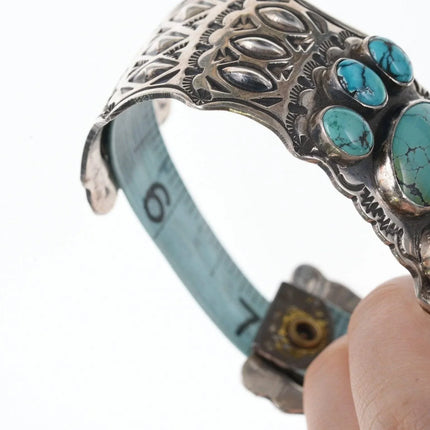 7" Navajo Sterling Harold Joe Turquoise cuff bracelet - Estate Fresh Austin
