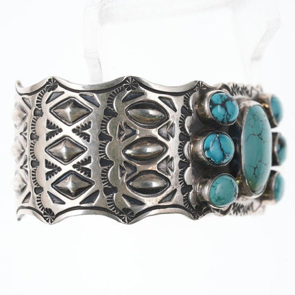 7" Navajo Sterling Harold Joe Turquoise cuff bracelet - Estate Fresh Austin