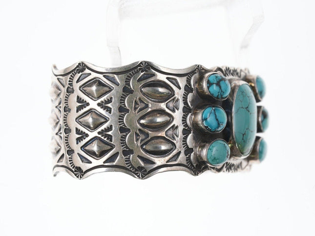 7" Navajo Sterling Harold Joe Turquoise cuff bracelet - Estate Fresh Austin