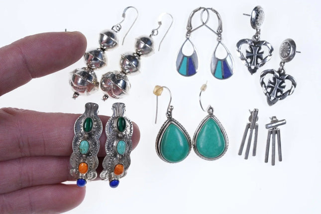 7 Pairs of Southwestern sterling earrings - Estate Fresh Austin