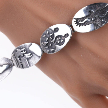 7" Retired James Avery Overlay Sterling Native American Style bracelet - Estate Fresh Austin