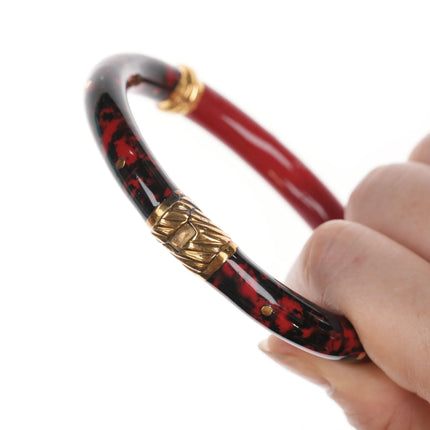 7" Retro Italian Sterling enamel magnetic clamper bangle - Estate Fresh Austin