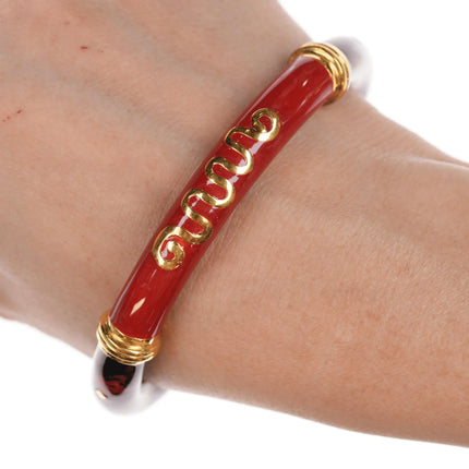 7" Retro Italian Sterling enamel magnetic clamper bangle - Estate Fresh Austin