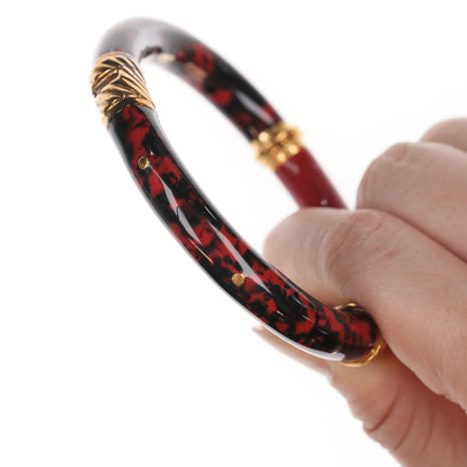 7" Retro Italian Sterling enamel magnetic clamper bangle - Estate Fresh Austin