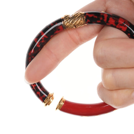 7" Retro Italian Sterling enamel magnetic clamper bangle - Estate Fresh Austin