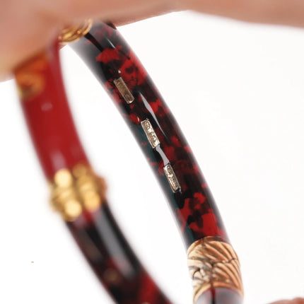 7" Retro Italian Sterling enamel magnetic clamper bangle - Estate Fresh Austin