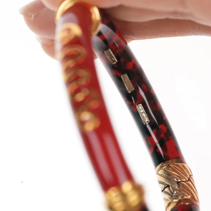 7" Retro Italian Sterling enamel magnetic clamper bangle - Estate Fresh Austin