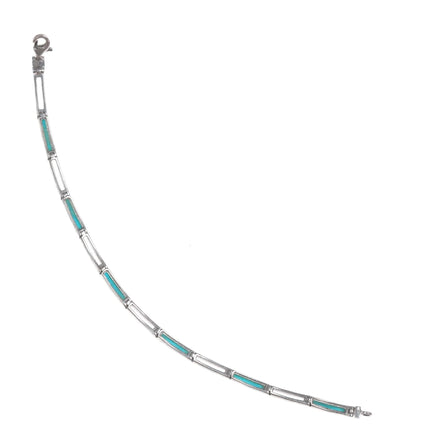 7" Retro Sterling turquoise link bracelet - Estate Fresh Austin