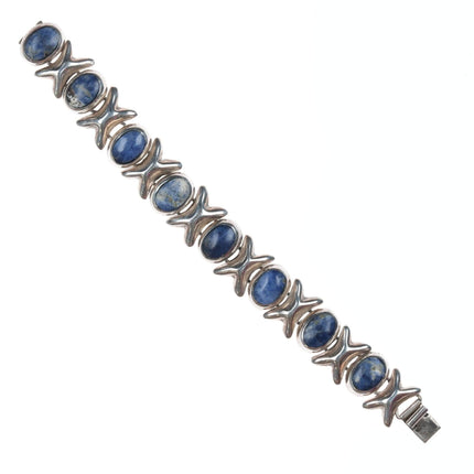 7" Retro Taxco Sterling denim lapis bracelet - Estate Fresh Austin