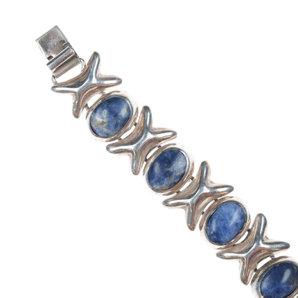 7" Retro Taxco Sterling denim lapis bracelet - Estate Fresh Austin