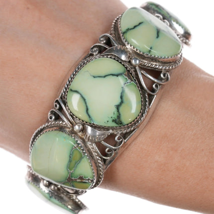 7" Richard T. Thomas Navajo sterling and variscite cuff bracelet - Estate Fresh Austin