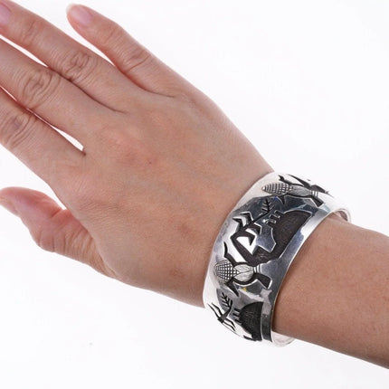 7" Roderick Tenorio (1955-2013), Santo Domingo Pueblo, Sterling silver Bracelet - Estate Fresh Austin