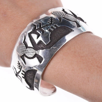 7" Roderick Tenorio (1955-2013), Santo Domingo Pueblo, Sterling silver Bracelet - Estate Fresh Austin
