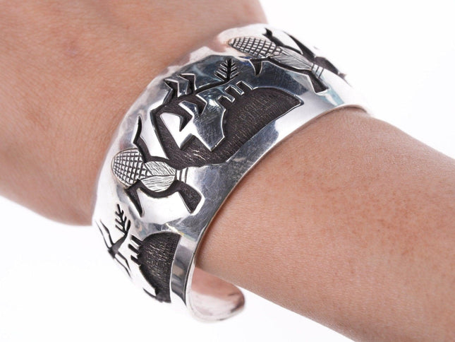 7" Roderick Tenorio (1955 - 2013), Santo Domingo Pueblo, Sterling silver Bracelet - Estate Fresh Austin