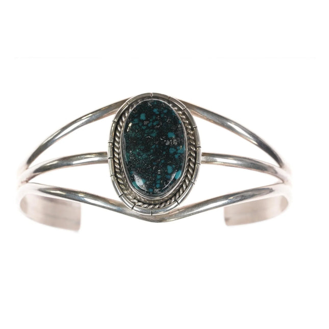 7" Sterling spiderweb turquoise cuff bracelet - Estate Fresh Austin