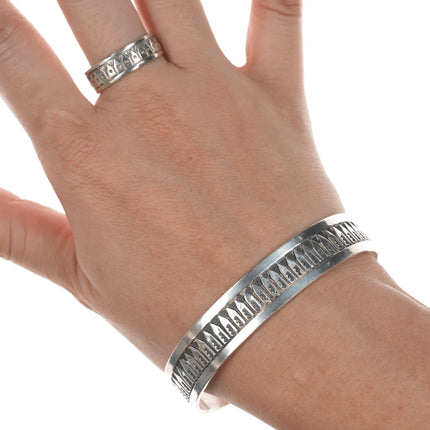 7" & Sz10.5 RS Southwestern sterling cuff bracelet and ring - Estate Fresh Austin