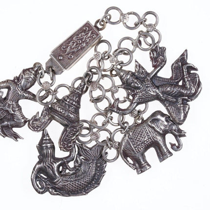 7" Thai Siam Sterling charm bracelet - Estate Fresh Austin