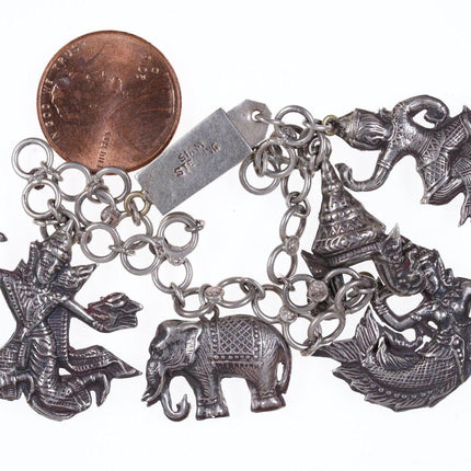 7" Thai Siam Sterling charm bracelet - Estate Fresh Austin