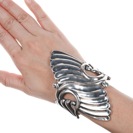 7" Vintage Alfredo Villasana Valladeres Sterling Silver Clamper bracelet - Estate Fresh Austin