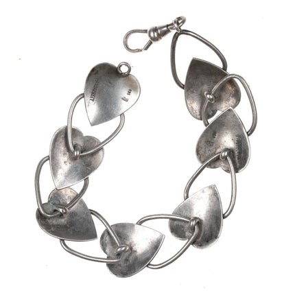 7" Vintage German 835 silver hand engraved hearts bracelet - Estate Fresh Austin