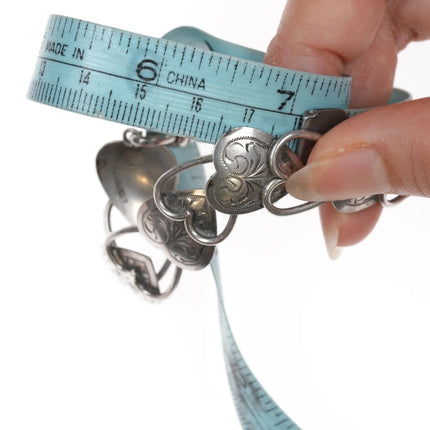 7" Vintage German 835 silver hand engraved hearts bracelet - Estate Fresh Austin