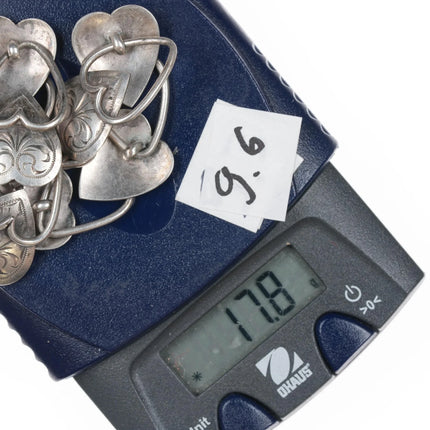 7" Vintage German 835 silver hand engraved hearts bracelet - Estate Fresh Austin