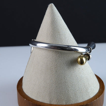 7" Vintage Mexican Silver Hinged bracelet with brass tip - Estate Fresh Austin