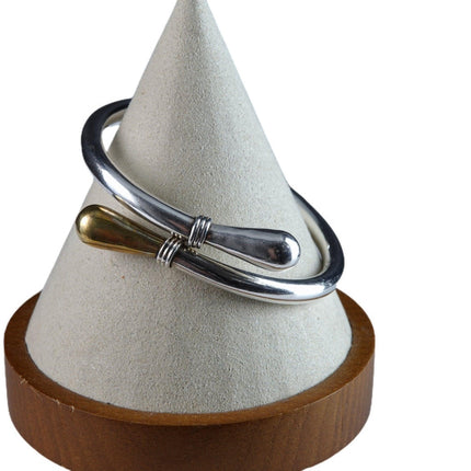 7" Vintage Mexican Silver Hinged bracelet with brass tip - Estate Fresh Austin