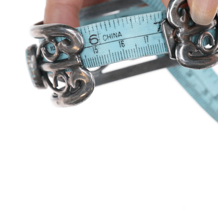 7" Vintage Native American silver twisted wire cuff bracelet with turquoise - Estate Fresh Austin