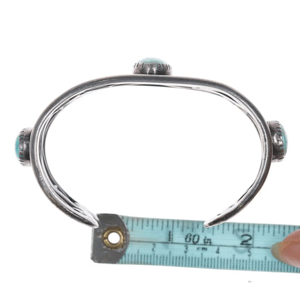 7" Vintage Native American silver twisted wire cuff bracelet with turquoise - Estate Fresh Austin