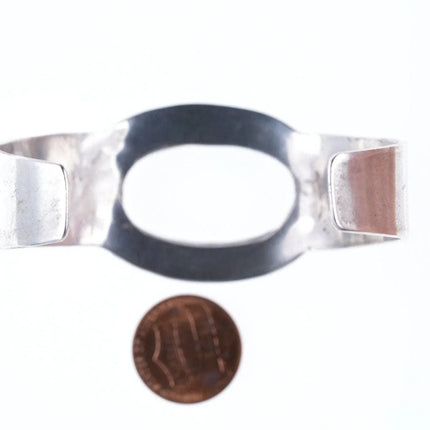 7" Vintage Native American sterling Channel inlay mother of pearl bracelet - Estate Fresh Austin