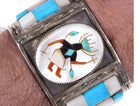 7 Zuni sterling silver inlaid Kachina mother of pearl cuff bracelet - Estate Fresh Austin