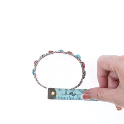 7" Vintage Navajo Sadie Randolph Sterling turquoise and coral bracelet - Estate Fresh Austin